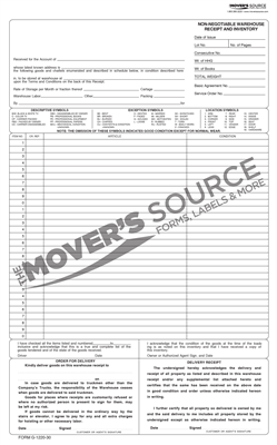 One Column Warehouse Receipt - .30