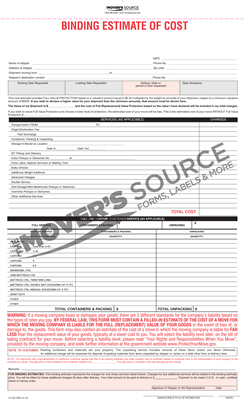 Binding Estimate of Cost - Custom