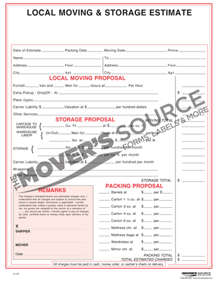 Local Moving and Storage Estimate - Custom