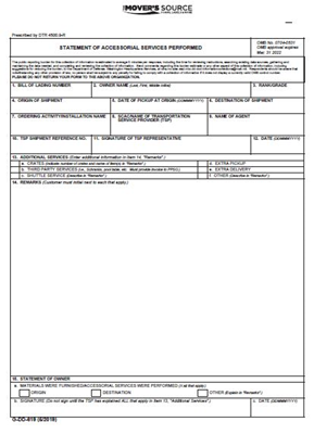 Statement of Accessorial Services 52019