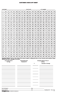 CUSTOMER CHECK-OFF SHEET