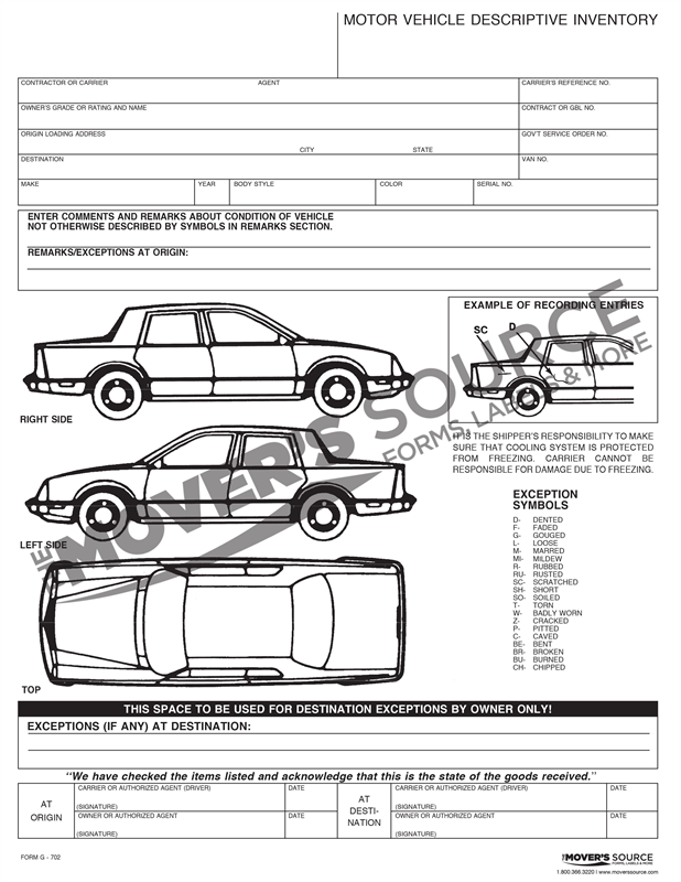 vehicle descriptive inventory