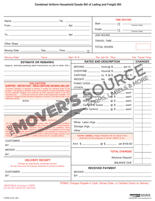 Goods Bill of Lading - .60