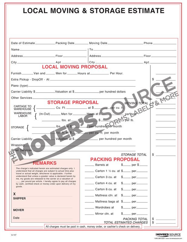 Moving Company forms and Hazardous Waste EPA transportation forms