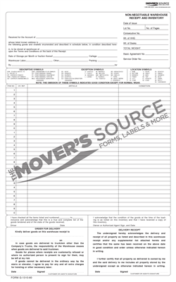 One Column Warehouse Receipt - .60